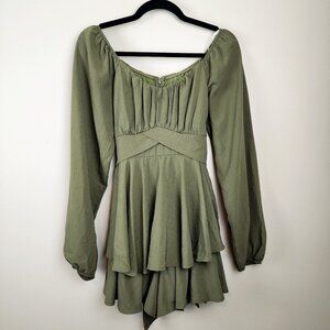 Altar'd State Sage Green Long Sleeve Romper